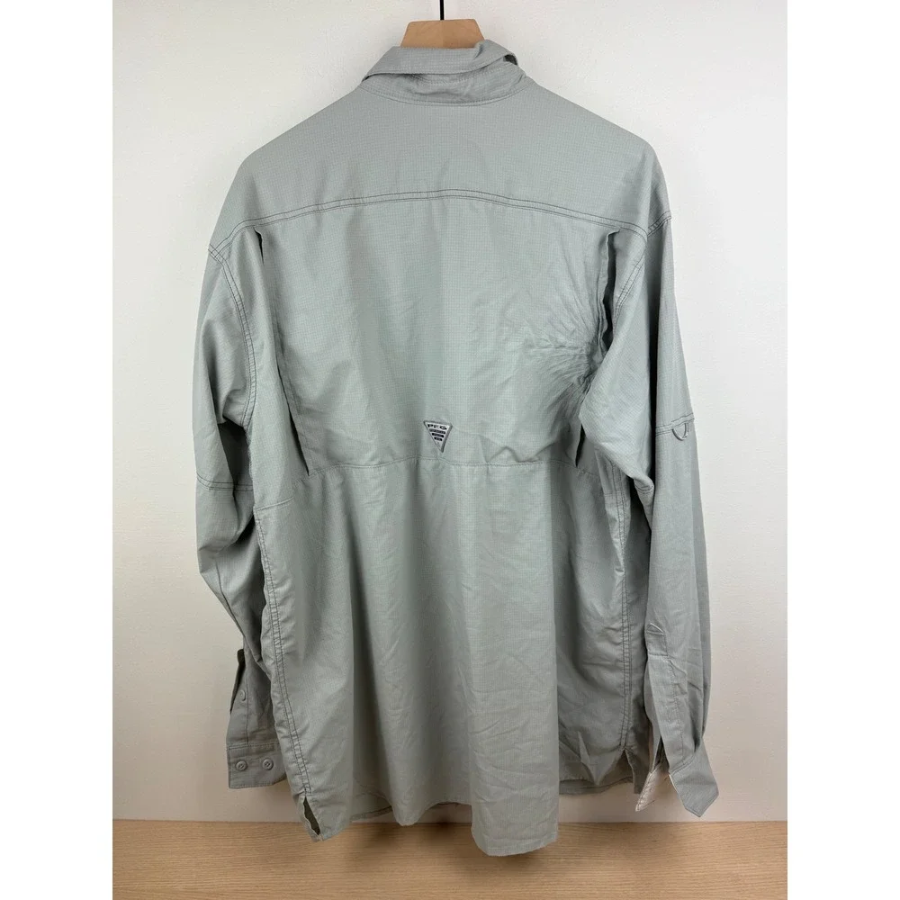 Columbia PFG Fishing Shirt Mens XL Gray Omni Shade Long Sleeve‎ Performance UPF